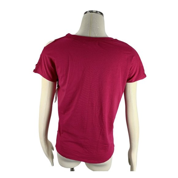 Glitz Medium NWT Shirt Cold Shoulder Sangria Pink 6003 - Picture 3 of 5